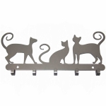 Wieszak na klucze TRZY KOTY [S] 22x10cm - Metalowy organizer ścienny na klucze, gadżety i akcesoria