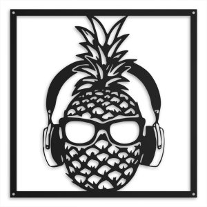 Luzacki Ananas [XL] 58x58cm - Metalowa Dekoracja Ścienna do Pokoju Nastolatka