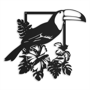 Tukan w Dżungli [ XL] 57x65cm - Metalowa Dekoracja Ścienna