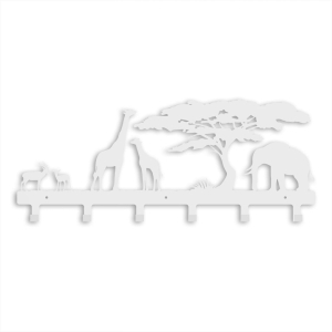 Wieszak na kurtki do przedpokoju Zwierzęta na Sawannie [XL] - 60x26cm - Metalowa ozdoba ścienna