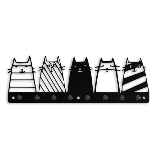 Wieszak metalowy do przedpokoju Pasiaste koty