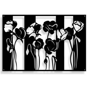 Dekor Kwitnące Maki [XL] 89x60cm - Metalowa dekoracja - Ozdoba ścienna