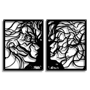 Dekor Dyptyk Forest Love  [XXL] - 93x59cm - Metalowa dekoracja ścienna