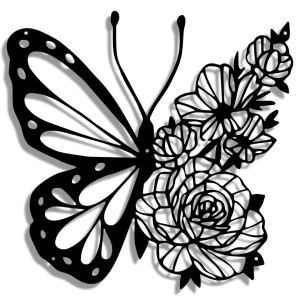 Dekor Różany Motyl  [XL] 58x60cm - Metalowa Dekoracja Ścienna