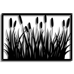 Dekor Pałki Wodne [XL] 84x56cm - Metalowa dekoracja - Ozdoba ścienna