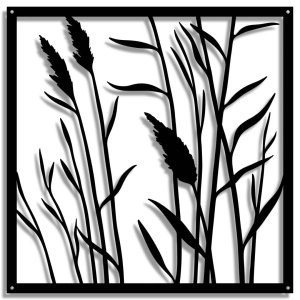 Dekor Rozkołysane Wiatrem Źdźbła [XL] 60x60cm - Metalowa dekoracja - Ozdoba ścienna