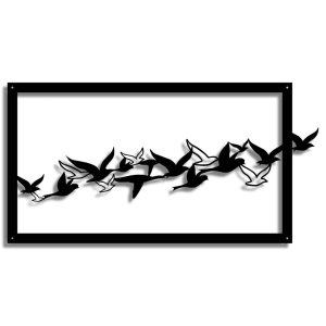 Dekor Odlatujące Ptaki  [XXL] 110x57cm - Metalowa dekoracja - Ozdoba ścienna
