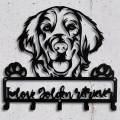 Wieszak z metalu na klucze czarny Pies Golden Retriever