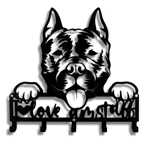 Wieszak na klucze z metalu Pies Amstaff Love