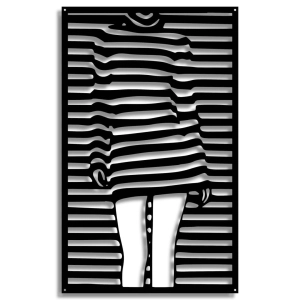 Dziewczyna w Prążkowanej Sukience [XL] 60x97 cm - Metalowa dekoracja - Ozdoba ścienna