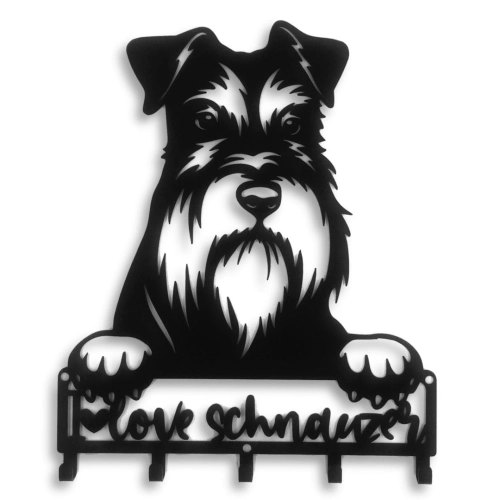 Wieszak metalowy do przedpokoju Pies Schnauzer Love