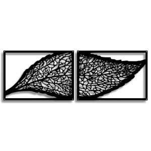 Dyptyk Ażurowy Liść [XXL] 140x49cm - Metalowa dekoracja - Ozdoba ścienna