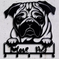 Metalowy wieszak na smycze i klucze Mops Pug
