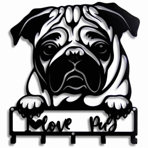 Wieszak do przedpokoju Pies Mops Love [M] 39x44cm