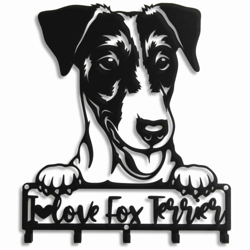 Metalowy wieszak do przedpokoju Pies Fox Terrier Love