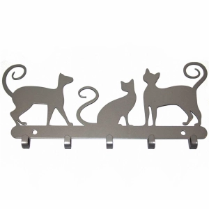 Wieszak na klucze TRZY KOTY [S] 22x10cm - Metalowy organizer ścienny na klucze, gadżety i akcesoria