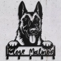 Metalowy wieszak ścienny na kurtki i płaszcze Owczarek Belgijski Malinois Love