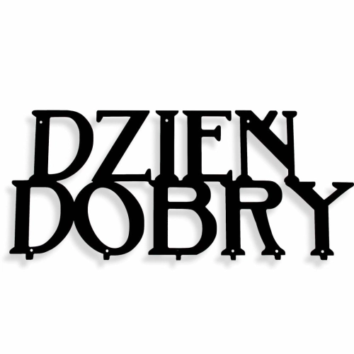 Wieszak do przedpokoju DZIEŃ DOBRY [XL] 59x24,5 CM - Metalowy wieszak ścienny na ubrania, kurtki, płaszcze