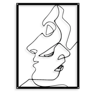 DWIE TWARZE [XL] 54x76cm - Line Art - Metalowa Dekoracja Ścienna