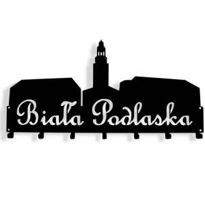 Wieszak do przedpokoju MIASTO BIAŁA PODLASKA [XL] 60x30cm - Metalowy wieszak na ubrania, kurtki i płaszcze