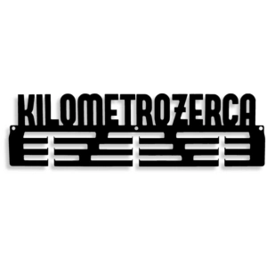 Wieszak na medale KILOMETROŻERCA [M] 36x10cm  - Metalowy ścienny wieszak na medale dla biegacza