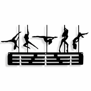 Wieszak na medale POLE DANCE [L] 42x19cm taniec na rurze czarny