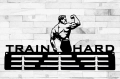 Wieszak na medale TRAIN HARD [M] 36x18,4 CM - Metalowy ścienny wieszak dla kulturysty