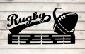 Wieszak z metalu na medale Rugby czarny zawieszalnia dla sportowców