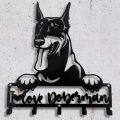wieszak ścienny z metalu na kurtki i smycze Pies Doberman Love