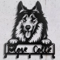 Mały metalowy wieszak ścienny Pies Owczarek Szkocki Collie Love