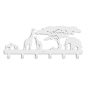 Wieszak na kurtki do przedpokoju Zwierzęta na Sawannie [XL] - 60x26cm - Metalowa ozdoba ścienna