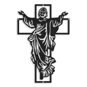 Krzyż Chrystus Zmartwychwstały [XL] 40x60cm- Metalowa Dekoracja Ścienna