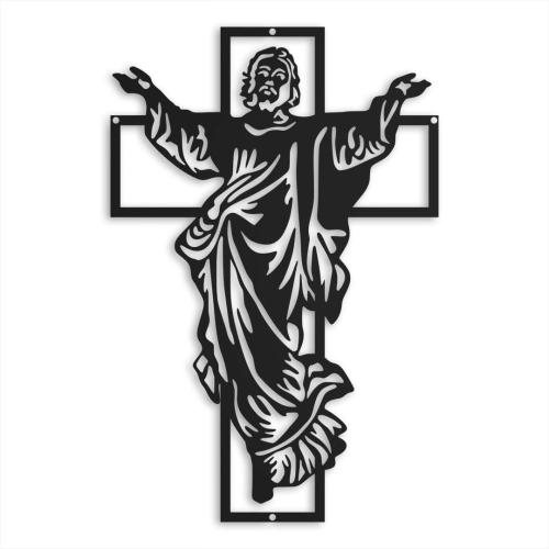 Dekoracja ścienna z metalu krzyż Jezus Zmartwychwstały