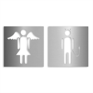Tabliczki na WC Anioł i Diabeł - komplet 2 sztuk [XS] 12x12cm - oznaczenie toalet