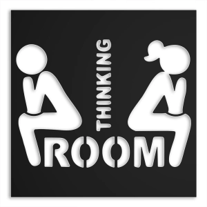 Tabliczka na WC Thinking Room - damsko-męska [XS] 12x12cm - oznaczenie toalet