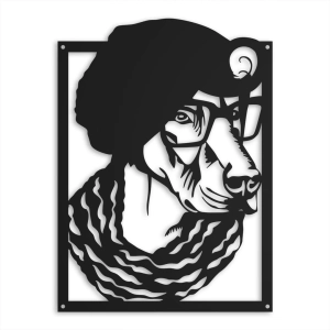 Pies Hipster Lazlo [XL] 39x54cm - Metalowa Dekoracja Ścienna do Pokoju Nastolatka 