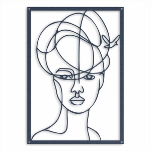 Rozmarzona Ellie [XL] 54x76cm - Line Art - Metalowa dekoracja - Ozdoba ścienna