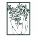 Ozdoba ścienna metalowa line art nagi instynkt  twarz skryta w kwiatach