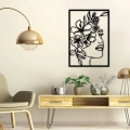 Ozdoba ścienna metalowa head in flowers line art