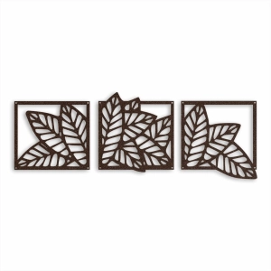 Tryptyk Burza Liści  [3XL] 130x47cm - Metalowa Dekoracja Ścienna