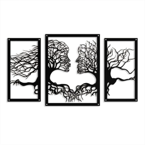 Tryptyk Drzewa Miłości [XL] 85x50cm - Metalowa Dekoracja Ścienna
