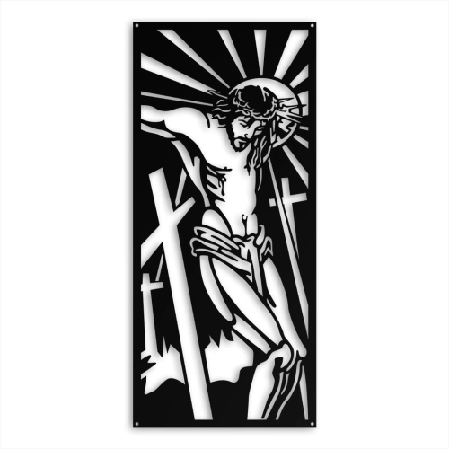 Dekoracja ścienna z metalu Jezus Ukrzyżowany
