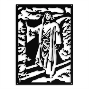 Ozdoba Ścienna Jezus Zmartwychwstały [XL] 50x70cm - Metalowa Dekoracja Ścienna