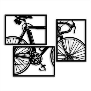 Dekor Tryptyk Rower Szosowy [3XL] 130x98cm - Metalowa dekoracja ścienna