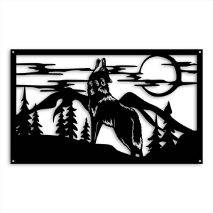 Dekor Dziki Wilk [XL] 68x40cm - Metalowa dekoracja ścienna z serii Dzikie Zwierzęta