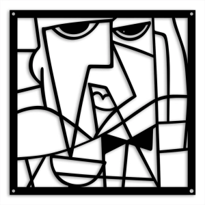 Dekor Kubizm Sceptyczny Lokaj [L] 48x47cm - Metalowa Dekoracja Ścienna
