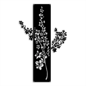Dekor Tryptyk Kwitnący Krzew [XL] 52x85cm - Metalowa Dekoracja Ścienna