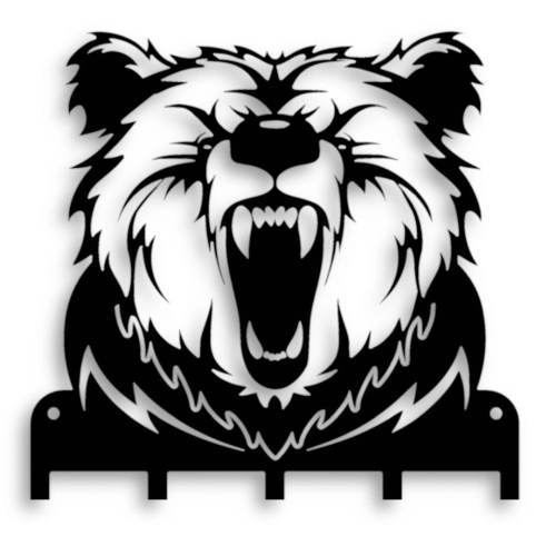 Metalowy wieszak na klucze Niedźwiedź Grizzly